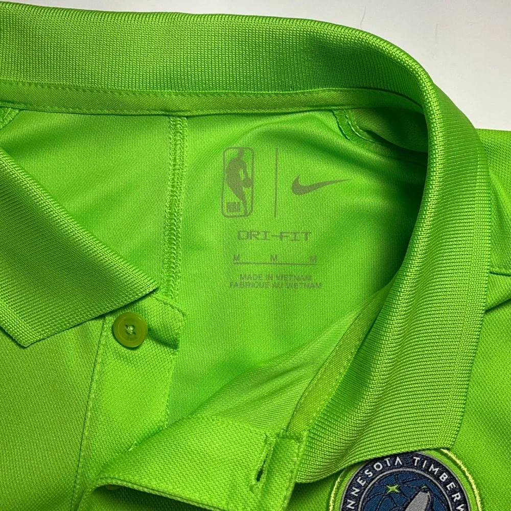 Nike Minnesota Timberwolves NBA Polo Shirt Mens Medium Neon Green Dri-FIT New